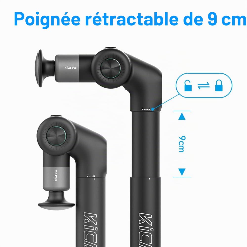 Kica Evo Pistolet de Massage Musculaire,Masseur de tissus profonds avec 6 têtes remplaçables 3200 RPM Amplitude 12 mm,Soulager Douleurs Musculaires