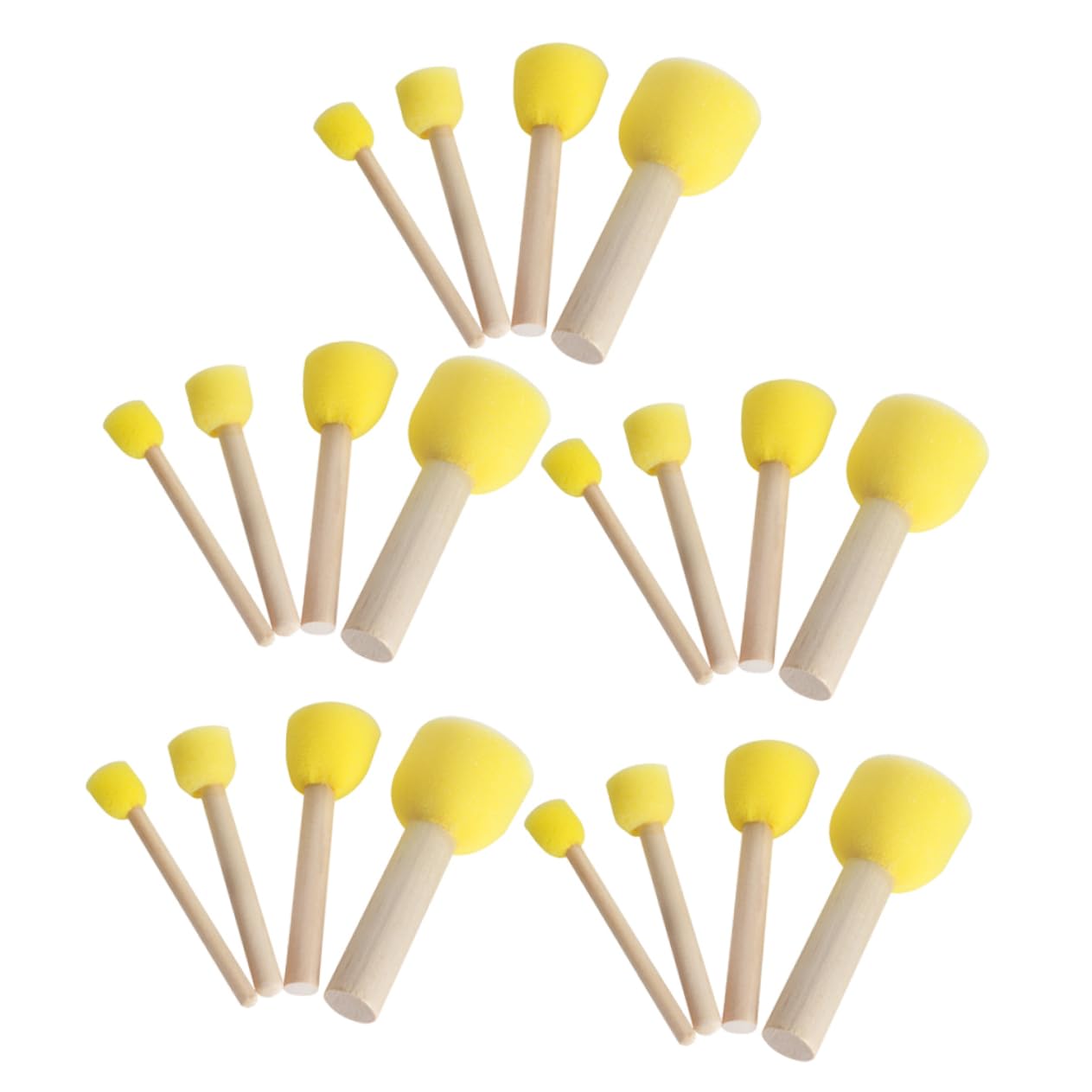 5 Pennelli A Spugna Per Bambini - Set Per Pittura E Artigianato Con Manico In Legno - Foto 5