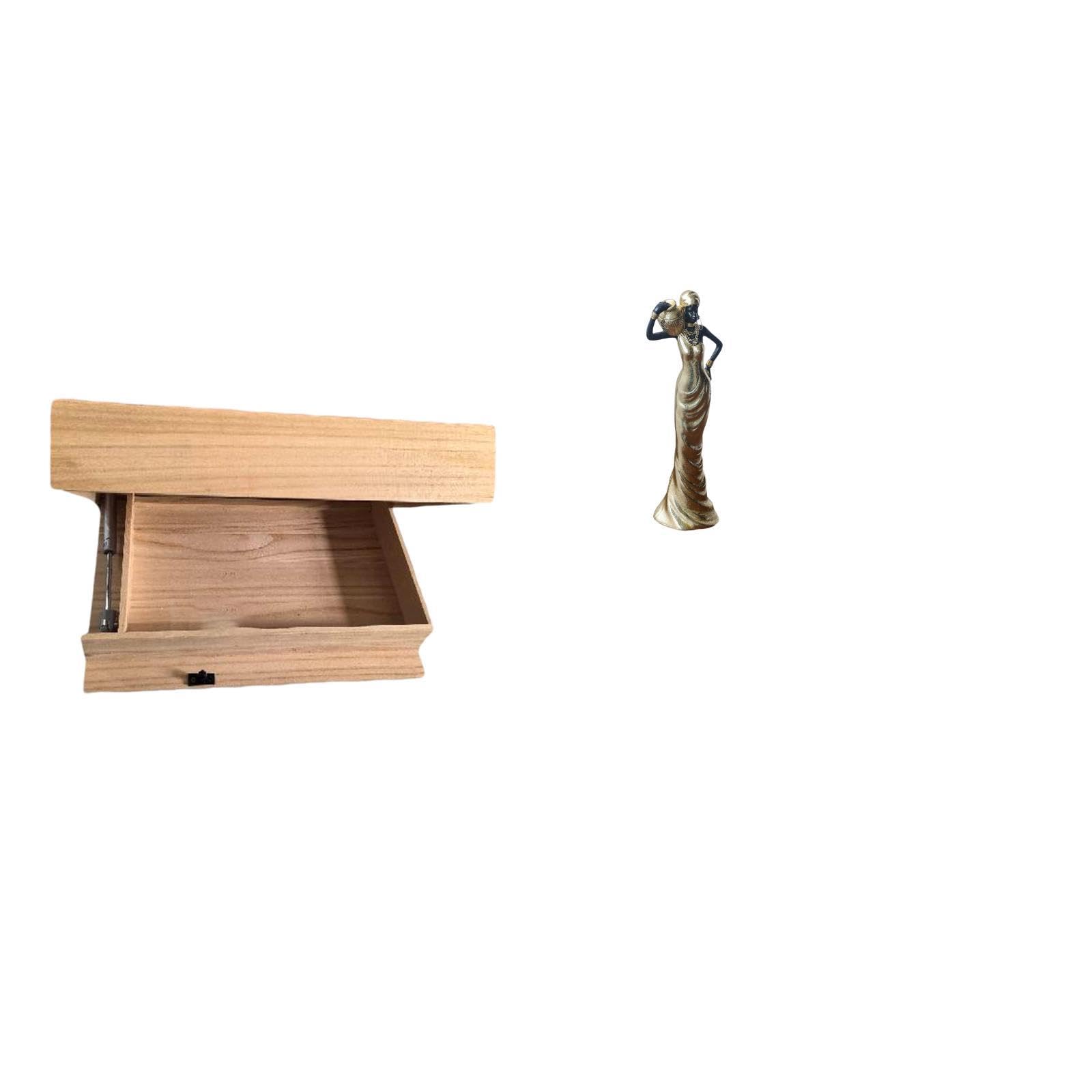 Floating Shelf Wall Mounted Drawer with Compartment for Home Decor Storage and African Sculpture Tabletop Ornament Vintage Tribal Lady Statue Decorative Figurine for Desk Cabinet Bedroom-image-17