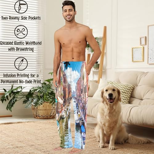 visesunny Stylish Floral Mens Pajama Pants 100% Cotton Soft Sleep & Lounge Pants Sleepwear PJ Bottoms with Pockets2