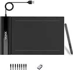 VEIKK Tablet de desenho gráfico S640 6 x 4 polegadas Ultra fino Tablet OSU portátil com caneta sem bateria de 8192 níveis (para desenho, aula online/e-learning e web-conference)
