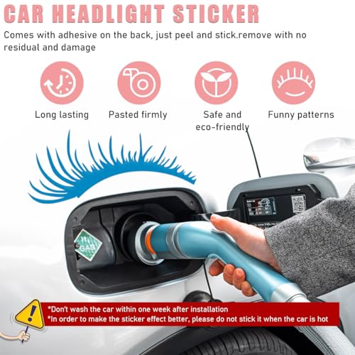 Image of Ohleats 2PCS Car Headlight Eyelash Stickers, Funny Cute Fake Eyelashes Bumper Window Decal, Waterproof Decoration Sticker for Auto Body Headlamp, Universal Exterior Car Accessories (Blue)