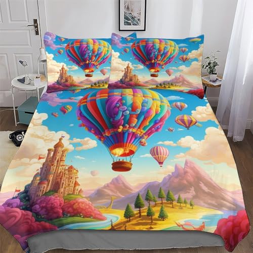 Housse de couette montgolfière 200x200 cm avec 2 taies d'oreiller pour lit double - 2