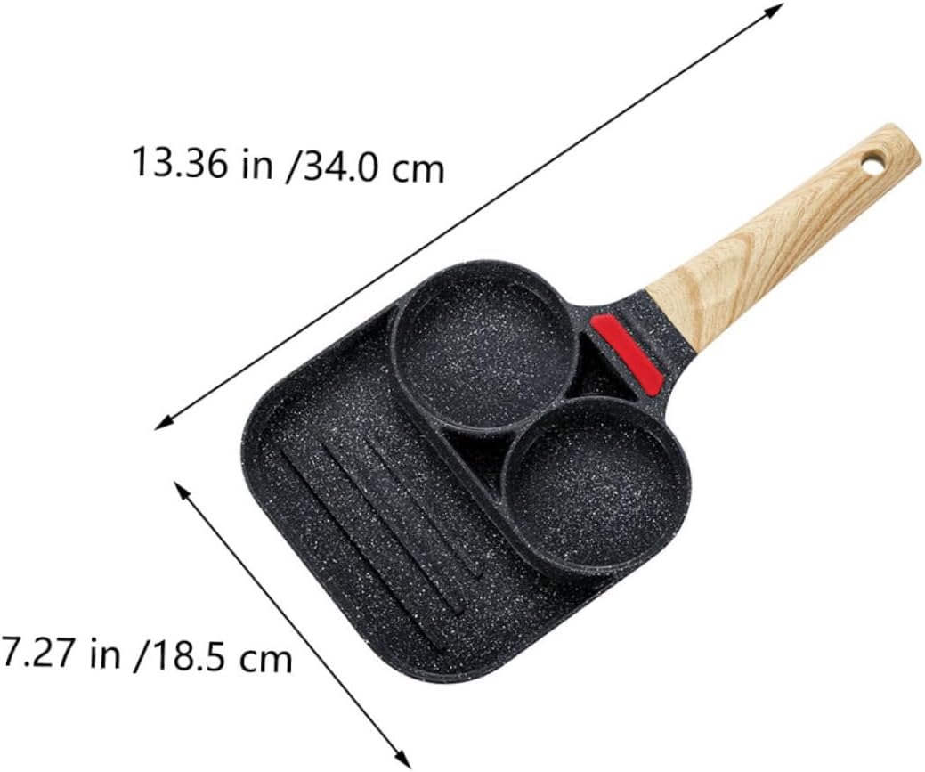 Mikinona Nonstick Breakfast Skillet Pan Section Divided Frying Pan for Eggs Pancakes More Cooking Suitable for Gas Induction Stoves Safe Healthy Cookware