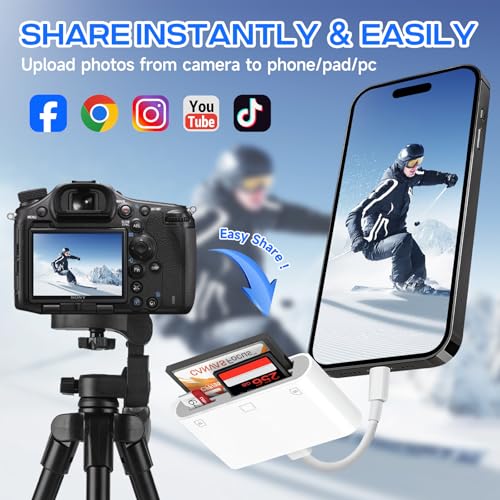 Image of USB C SD Card Reader for iPhone 17 /16 /15 /iPad /Mac, 3 in 1 USBC Memory Card Reader with Compact Flash /CF /SD /TF Card, Digital Camera Adapter iPhone SD Card Reader Compatible with MacBook Pro /Air