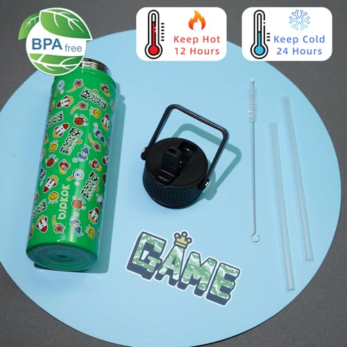 Image of BJPKPK Insulated Water Bottle, 22oz Stainless Steel with Straw Lid
