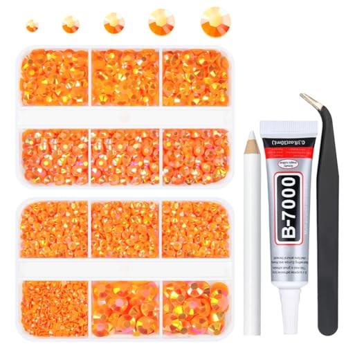 qiipii Strass à dos plat Néon Orange AB 2mm 3mm 4mm 5mm 6mm