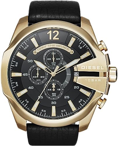Diesel Mega Chief Series Herrenuhr, Chronographenwerk mit Lederar...