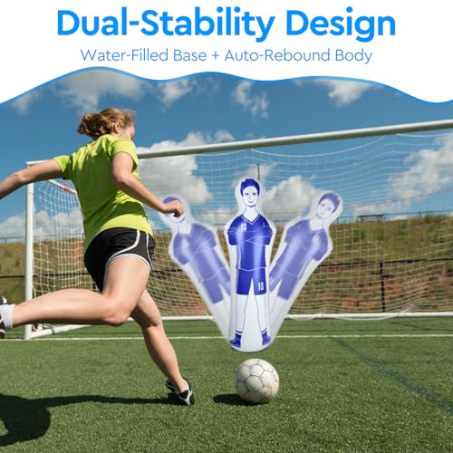 EFUTURETIME 160cm Aufblasbare Fußball Dummy aus PVC, Fußballtraining Dummy Trainingspuppe für Torwart Freistoßverteidiger Boxsack Fussball trainingszubehör für Kicks, Passübungen, Blau