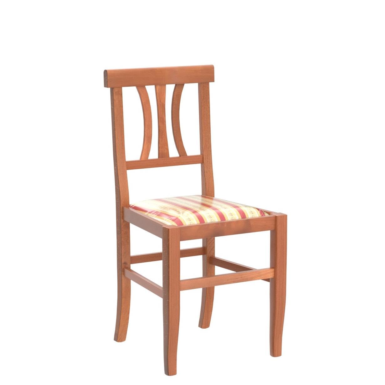 t m c s Tommychairs - Set 4 sillas Artemisia para Cocina y Comedor, Estructura en Madera de Haya Color Nogal Claro y Asiento en Tela lisere roja