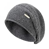 QUEENFUR Knit Slouchy Beanie Hats for Women Cashmere Ski Cap Knitted Wool Soft Warm Winter Hat