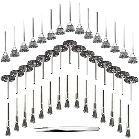 45er Drahtbürsten Set, Topfbürste Bohrmaschine, Edelstahl Pinselbürste, für Bohrmaschine Polier Schleifen Reinigung (Edelstahl) Cover