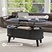 LYNCOHOME Fluted Lift Top Coffee Table with Storage,Modern Oval Coffee Table for Living Room or Home Office(Black)