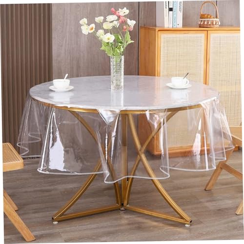Couverture de table en plastique ronde 70 pouces imperméable - 5