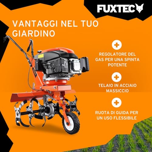 Fuxtec Motozappa a scoppio FX-AF1139 Set motocoltivatore a benzina 4 tempi 139cc 2,2kW con estensione della larghezza di lavoro da 36 a 66cm Coltivatore profondità regolabile fino a 30cm - 4