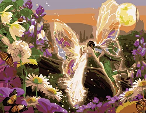 Malen nach Zahlen Erwachsene Fee und Elf 40x50 cm Paint by Numbers DIY Öl Acryl Leinwand Bild Dekoration Fairy ohne Rahmen Cover