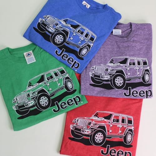 Jeep Youth JL Wrangler Line Art T-Shirt – Supersoft Triblend – Officially Licensed Shirt for Kids2