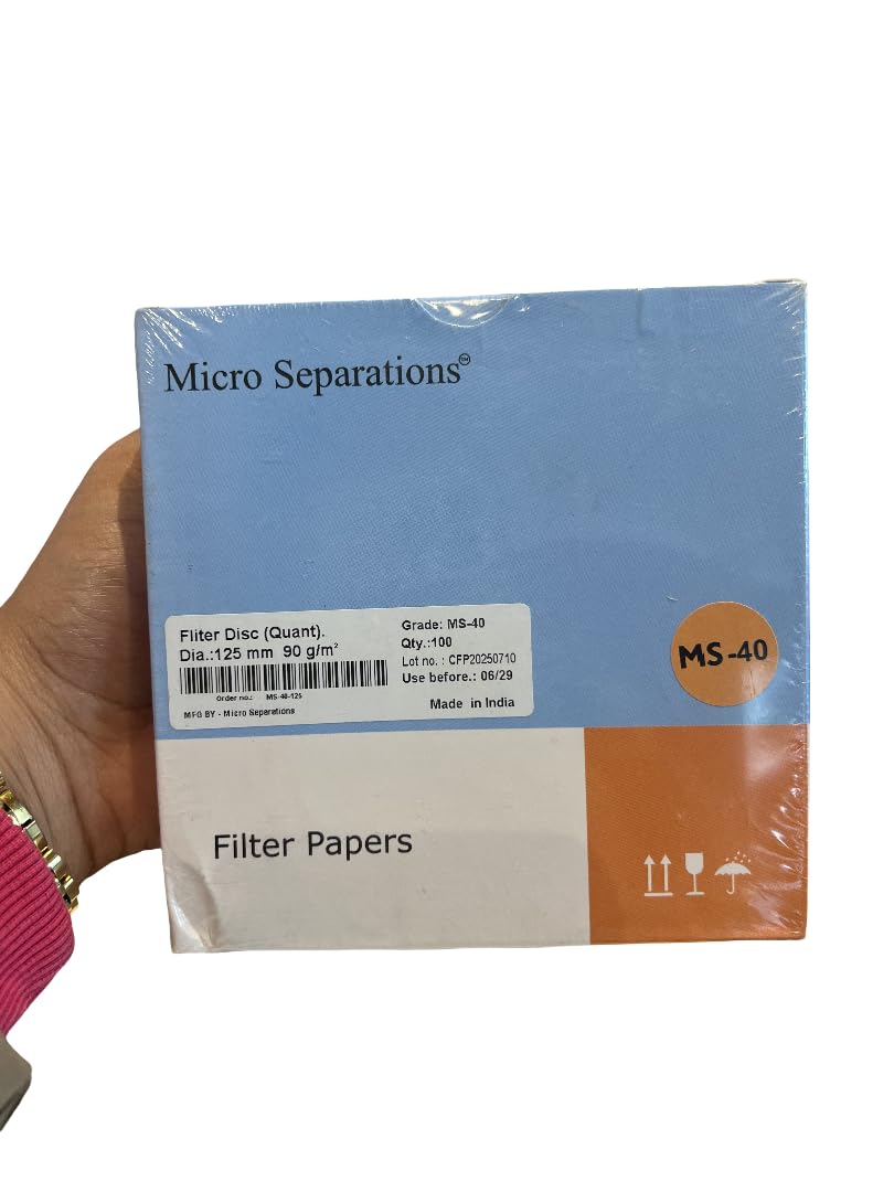 MS Qualitative Filter Paper Grade 40 | 125 mm Diameter | Ashless White Round Filter Paper Sheets for Laboratory Use | Pack of 100 | Chemistry Lab & Science Experiments at School & College-image-39