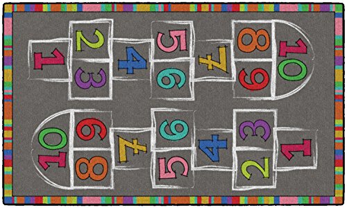 Flagship Carpets Hopscotch Rainbow Numbers Activity Area Rug for Children's Classroom or Home Learning Mat, Kids Room or Playroom Carpet, 3' x 5', Multicolor
