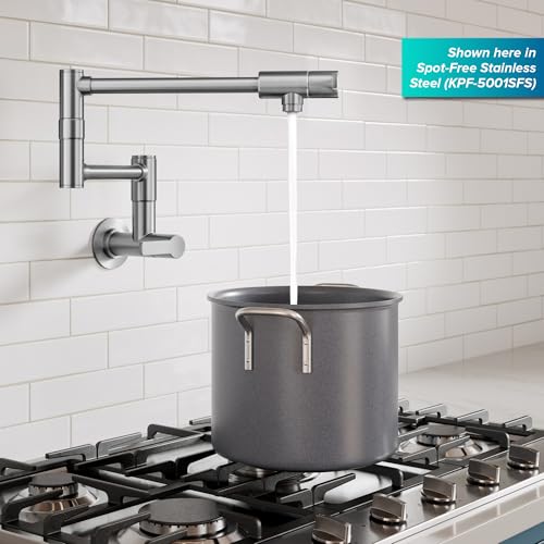 Image of KRAUS Oletto Pot Filler Faucet with Retractable Arm, Wall Mount Kitchen Faucet, Pot Filler for Stove in Matte Black, KPF-5001MB