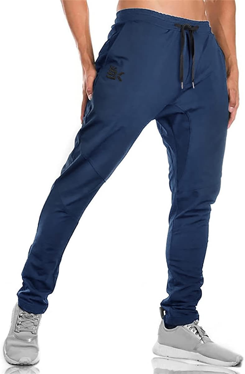 BROKIGMens Jogger Sport Pants, Casual Zipper Gym Workout Sweatpants Pockets