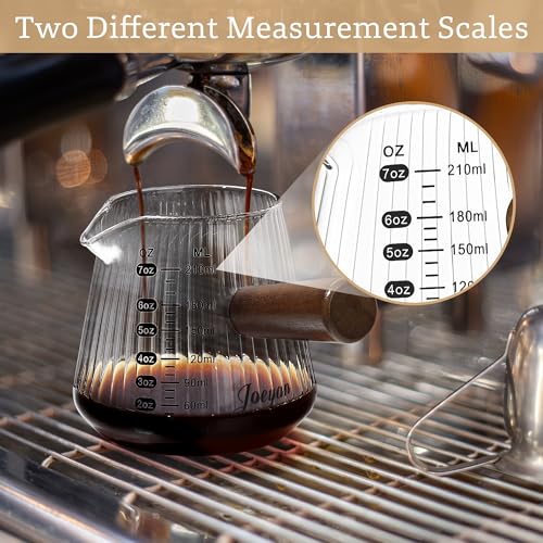 Vaso medidor para espresso vidrio 210 ml con asa de madera miniatura 3