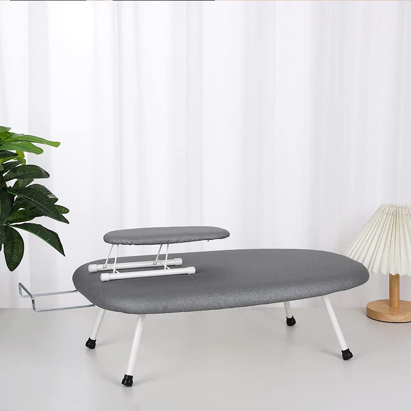 aleawol 2PCS Tischbügelbrett mit Mini Bügelbrett Ärmel, 60 x 37cm Bügelbretter mit Klappbares Beine und Haken, Bügelbrett Tisch für Einfache Aufbewahrung(Silber)