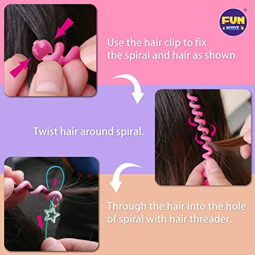 image for Kids Hair Styling Tools for Girls, FunKidz Twister Clip Colorful Spira