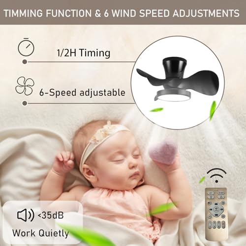 Ventilateur de plafond moderne de petite taille réversible 6 vitesses