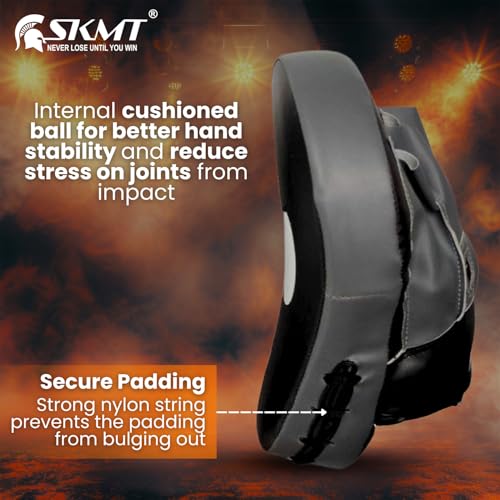 Image of SKMT Never Lose Until You Win Leather Boxing Punching Pad Focus Pad Black