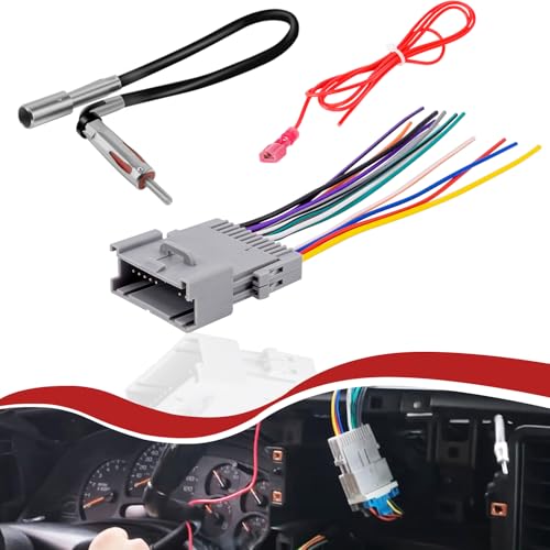 Radio Wiring Harness with Antenna Adapter Compatible with 2003-2006 Chevy Silverado/Suburban GMC Sierra Yukon/Buick Century Rainier