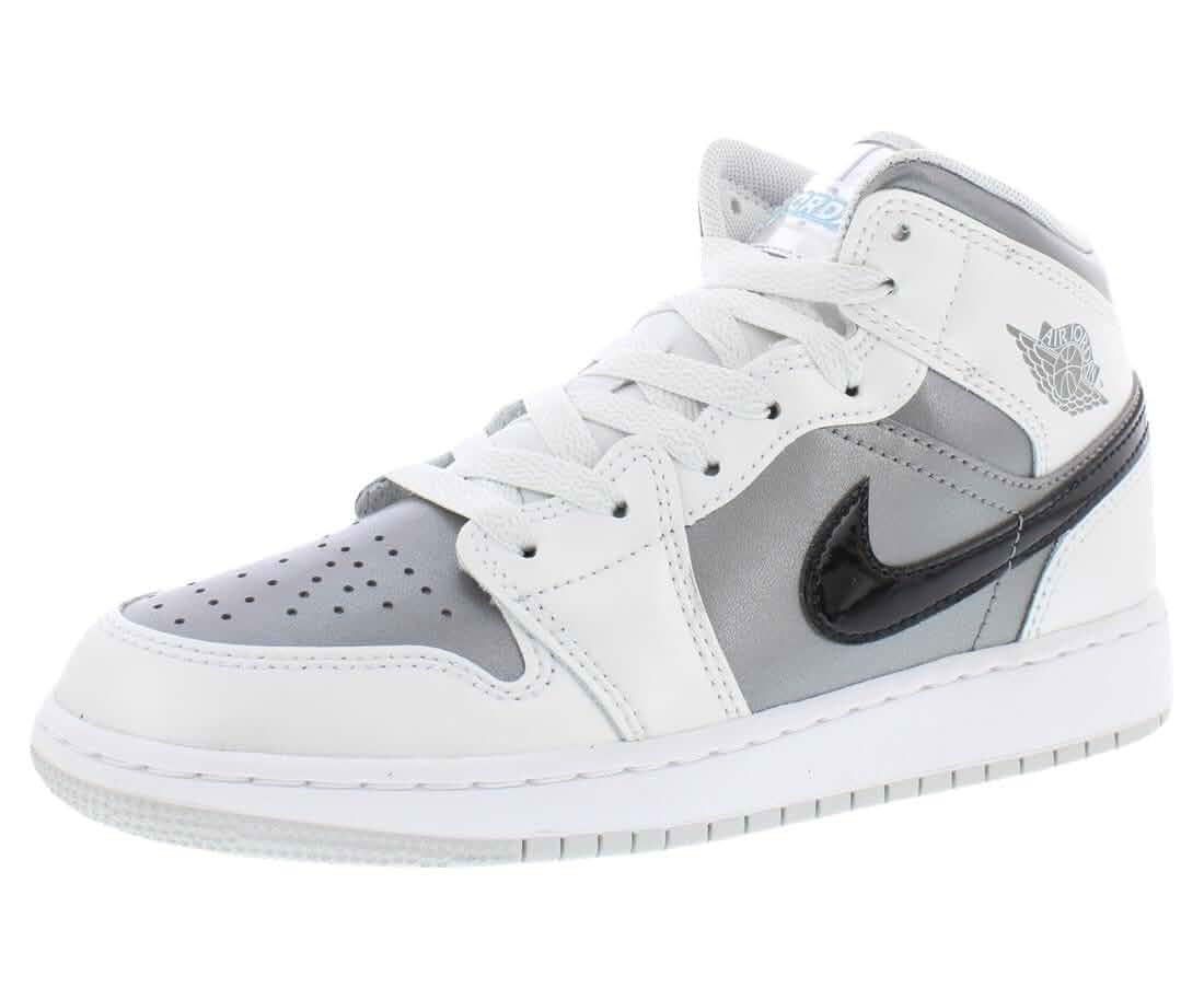 Air Jordan 1 Mid SE Big Kids' Shoes (Photon Dust/Flat Pewter/Black/Blue Chill)