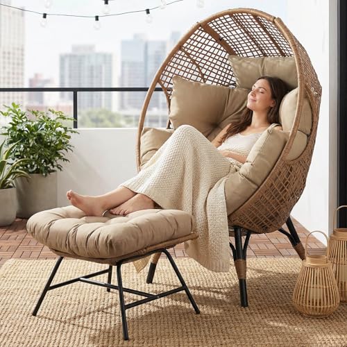 NICESOUL Egg Chair & Ottoman - Indoor/Outdoor Lounge
