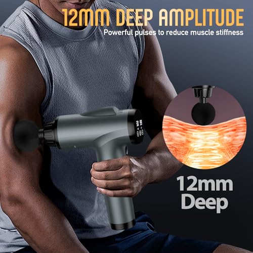 Massage Gun Deep Tissue, Handheld Electric Muscle Massager, High Intensity Percussion Massage Device for Pain Relief with 9 Attachments & 30 Speed(Grey) - Image 5