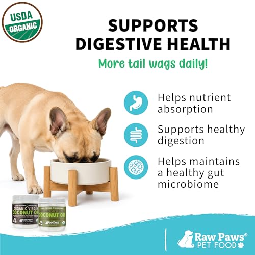 Raw Paws Virgin Organic Coconut Oil for Dogs & Cats (4-oz) - Skin & Coat | Dry Nose & Paw Balm - Itchy Skin Support - Hot Spot Care - Cat Hairball Support - Edible Pet Supplement