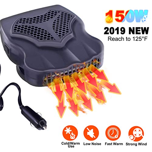 Portable Car Heater - 12V Fast Heating Fan and Windshield Defrosts Defogger, 150W