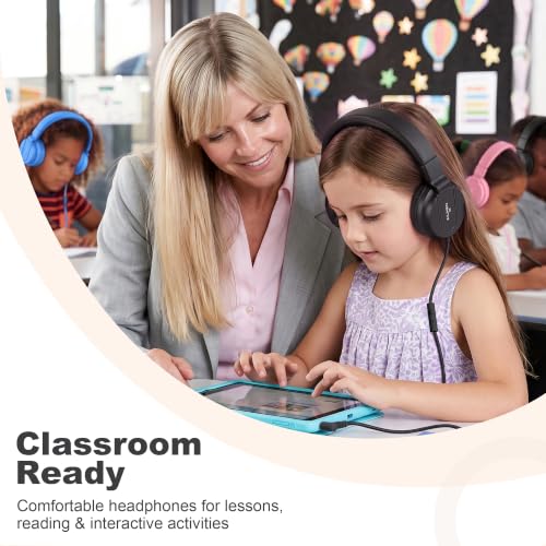 Image of AILIHEN I35 Kids Headphones for School with Mic, 93dB Volume Limited, Black | Wired On Ear Headphones for Boys Girls, Foldable Lightweight Headphone for Classroom Learning & Entertainment Travel Computer