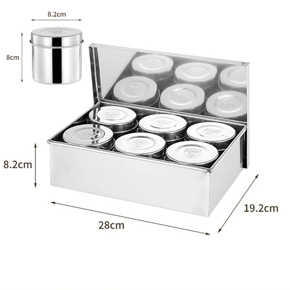 Vassoio per Pizza E Insalata, Porta Condimenti in Acciaio Inox, Contenitore per Condimenti per Pizza Rimovibile, Contenitore per Condimenti per Frutta E Verdura,6 Grid