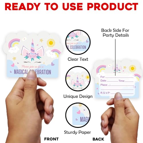Image of Party Propz Birthday Invitation Cards For Kids - (25 Pcs) Unicorn Theme Invitation Card For Birthday (Cardstock), Invitation Cards For Kids Party, Bday Return Gifts, Bday Invitation Card