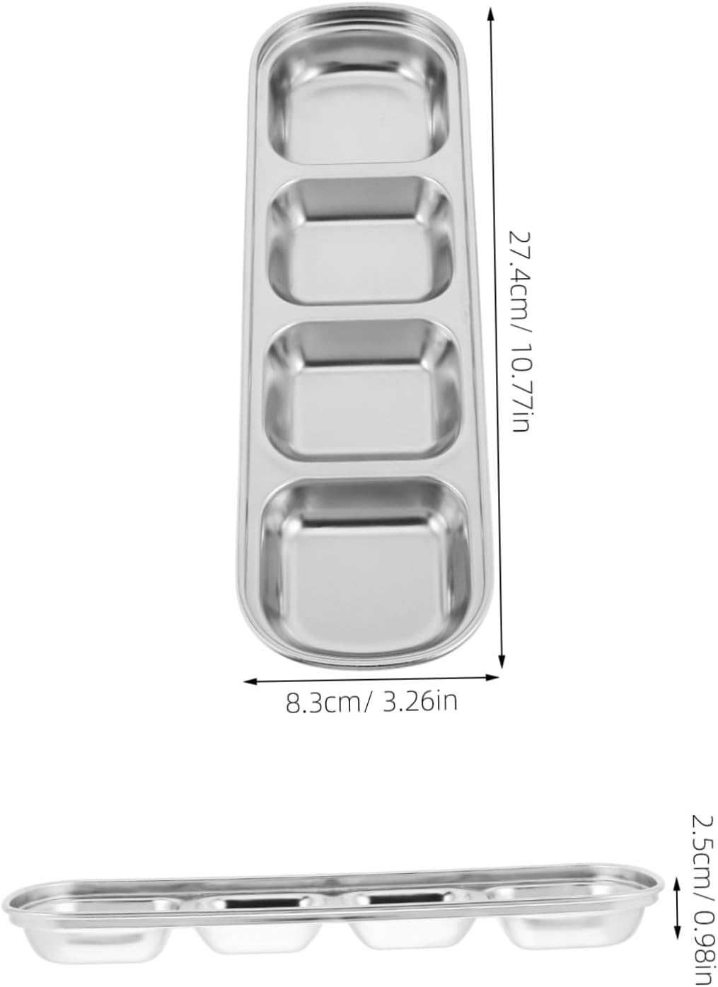 Zerodeko Stainless Steel Sauce Dish Elegant Korean Style Plate for Condiments Four-compartment Design for Sauces and Spices for Restaurants and Home Dining