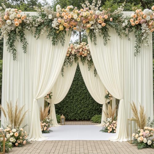 8 Panels Beige Backdrop Curtain for Wedding Parties Wrinkle Free Beige Photo Curtains Backdrop Drapes Fabric Decoration for Baby Shower Photography 40ft(W) x 10ft(H)