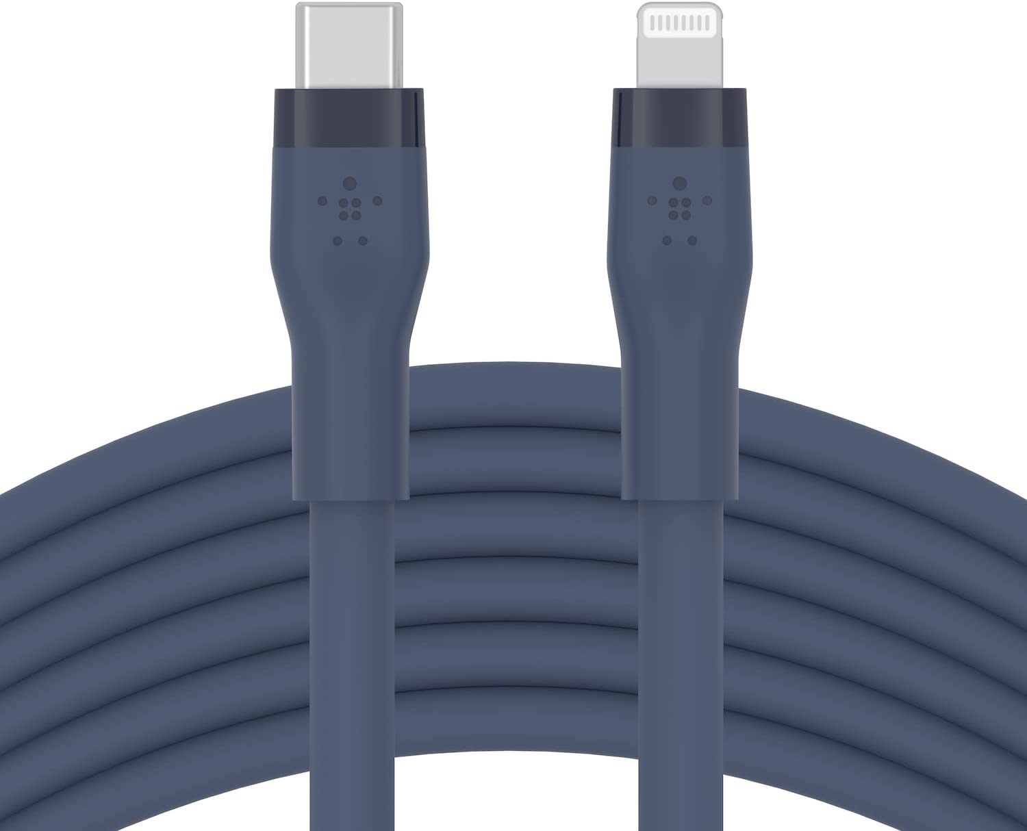 Belkin Boostcharge Flex Silicone Usb Type C To Lightning Cable (3M/10Ft), Mfi Certified 20W Fast Charging Pd Power Delivery For Iphone 13, 12, 11, Pro, Max, Mini, Se, Ipad And More - Blue