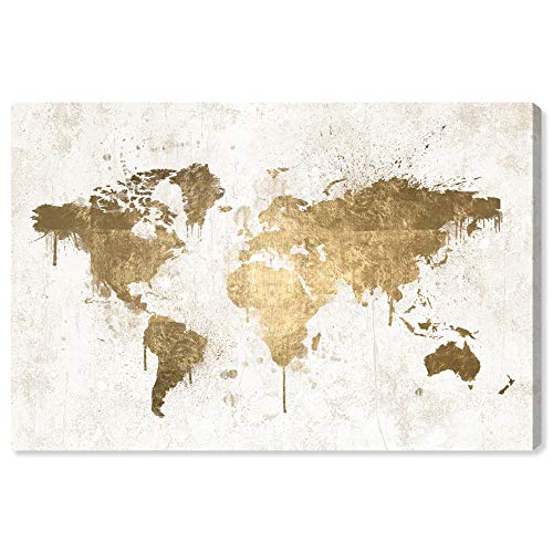 Mapamundi White Gold Canvas Print, Oliver Gal | Wall art canvas prints ...