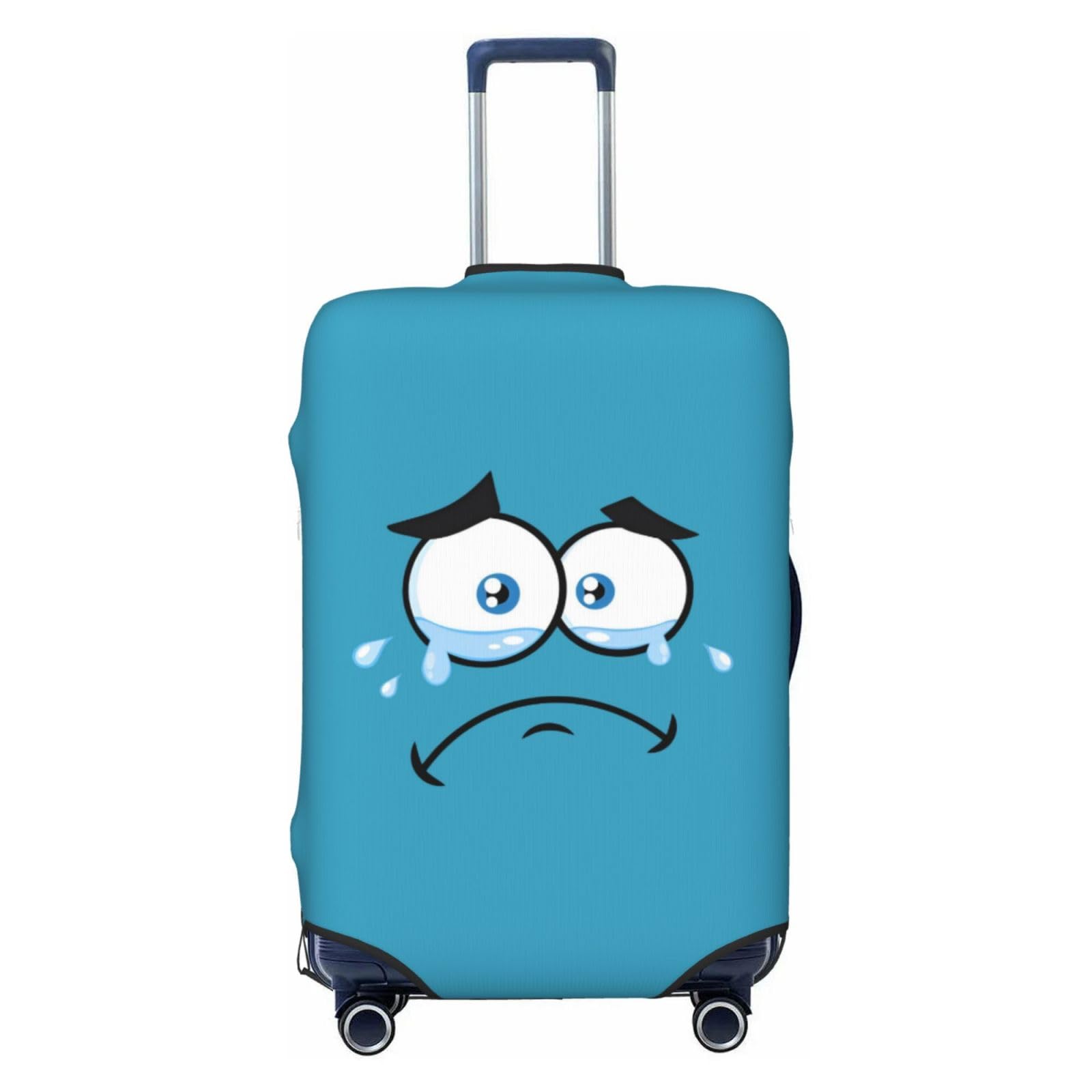 Crying Cartoon Funny Face Luggage Cover Suitcase Protector Elastic Anti-Scratch Washable Stretch Baggage Covers Travel Sleeve Fits 18-32 Inch Luggage