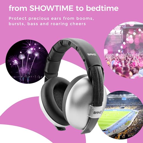 BANZ Infant Hearing Protection Sound Blocking Earmuffs (Silver) - Thumbnail 5