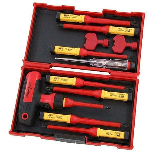 Neilsen 12pc Vde Insulated T Bar Pozi Flat Slotted Magnetic Tip Screwdriver Set