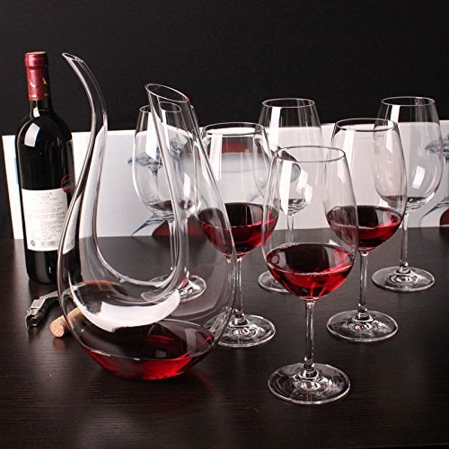 Wine Decanter,Smaier 1.5L U Shape Classic Wine Aerator, Red Wine Carafe, Wine Gifts, Wine Accessories,100% Lead-free Crystal Glass(?1500ml?