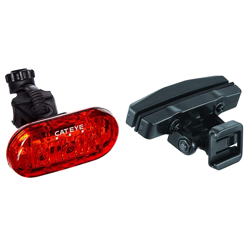 CATEYE Omni 3 TL-LD135 3 LED Rear Light - Black & CA5446510 RM-1 Rear Saddle Mount Bracket Cycling Lights and Reflectors, Black
