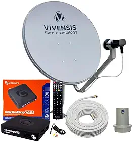 Kit Antena - Receptor Digital Century Midiabox Lnbf 5g Ku Cabo Cor Preto 110v/220v