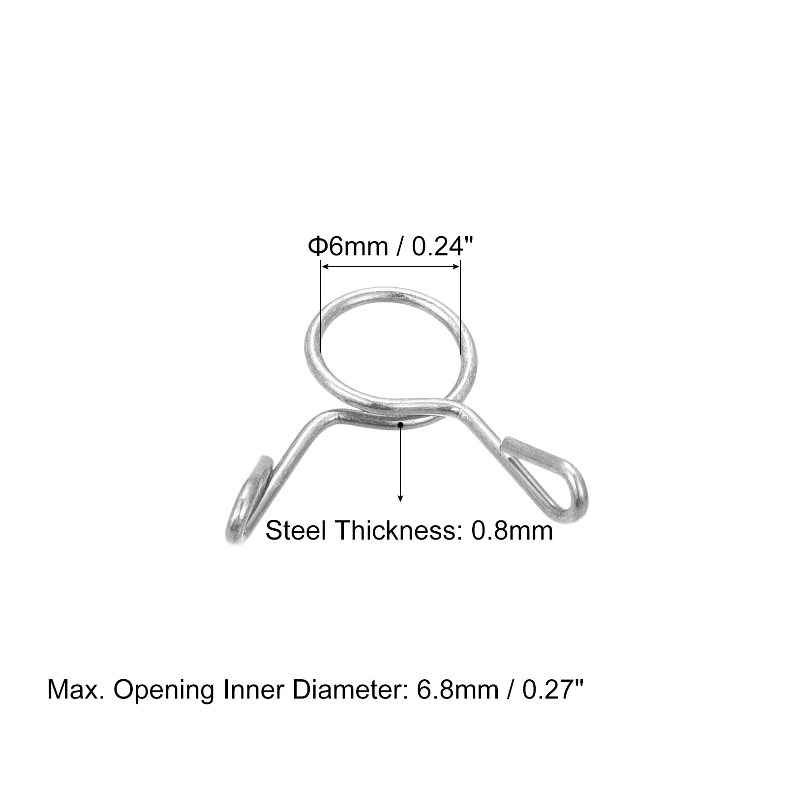 Collier Serrage Ressort, 50pcs 65Mn Acier 4mm Interne Diamètre Basse Pression Air Clip Pinces